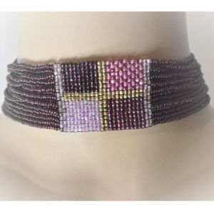 Miriam Salat Glass Bead & Beaded Choker Necklace